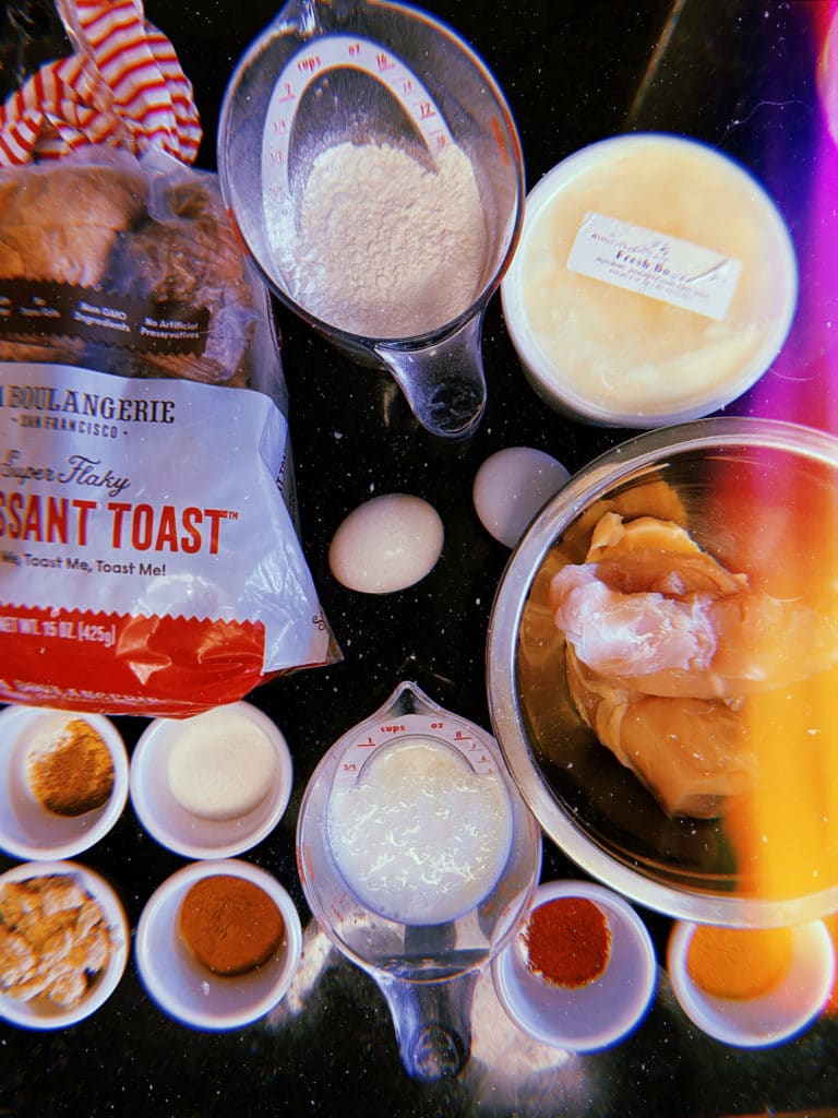 ingredients for French Toast Chicken Sandwiches