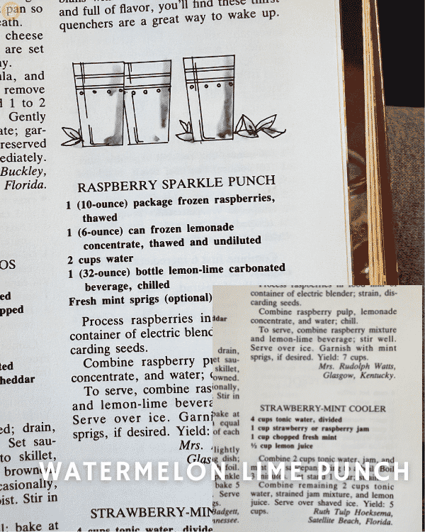 the drink section of recipe book Southern Living's Annual Cookbook 1984 Recipes detailing two party punches 
