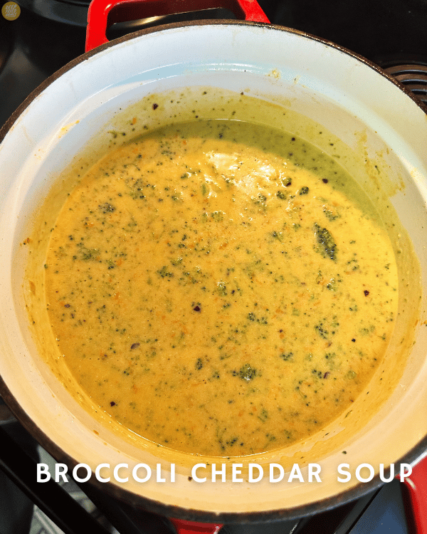 pot full of Broccoli Cheddar Soup