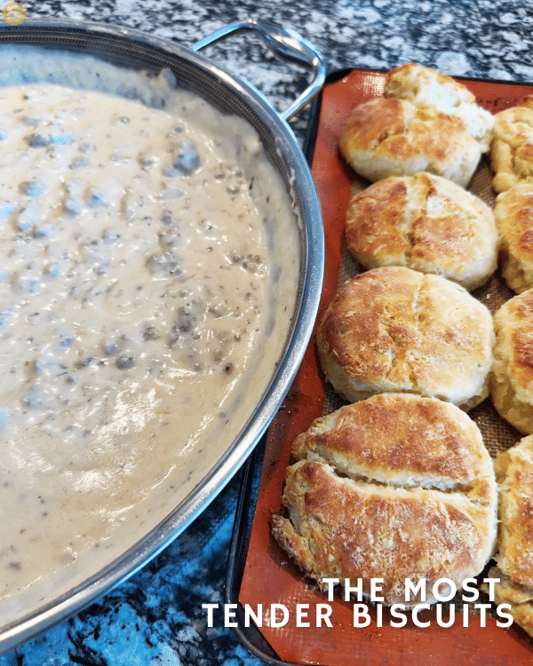 Classic Southern Sausage Gravy and The Most Tender Biscuits