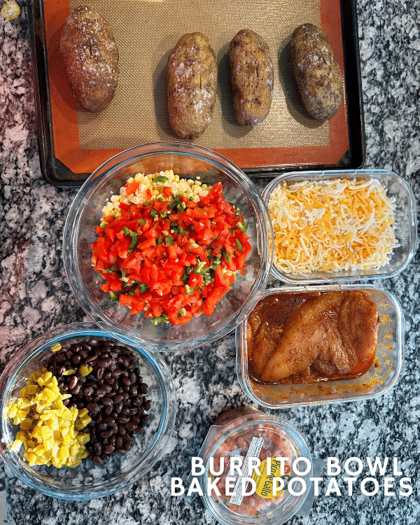 ingredients for Burrito Bowl Baked Potatoes
