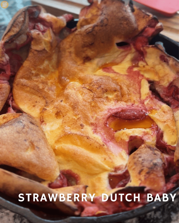 Strawberry Dutch Baby before dressing for service 