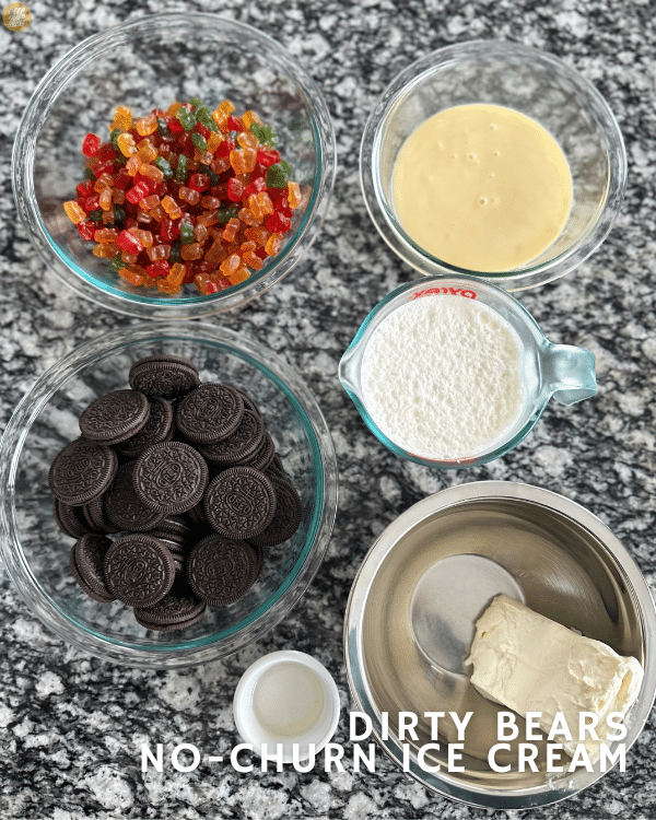 ingredients you'll need to make Dirty Bears Ice Cream