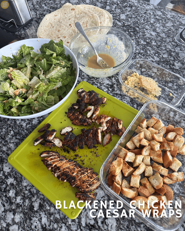 deconstructed Blackened Chicken Caesar Wraps