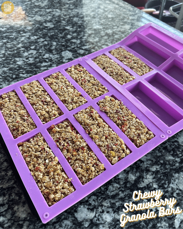 Chewy Strawberry Granola Bars before baking 