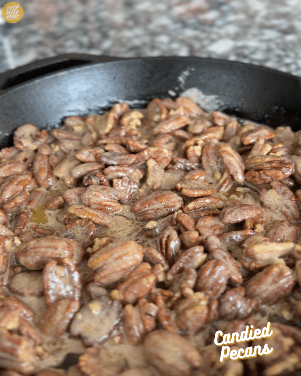 pecans coated in the candying mixture, prior to baking 