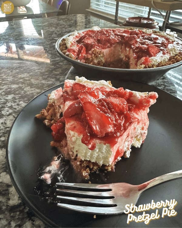 Strawberry Pretzel Pie, sliced
